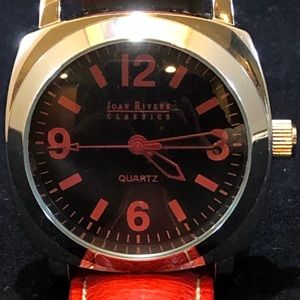 Joan Rivers red leather band watch